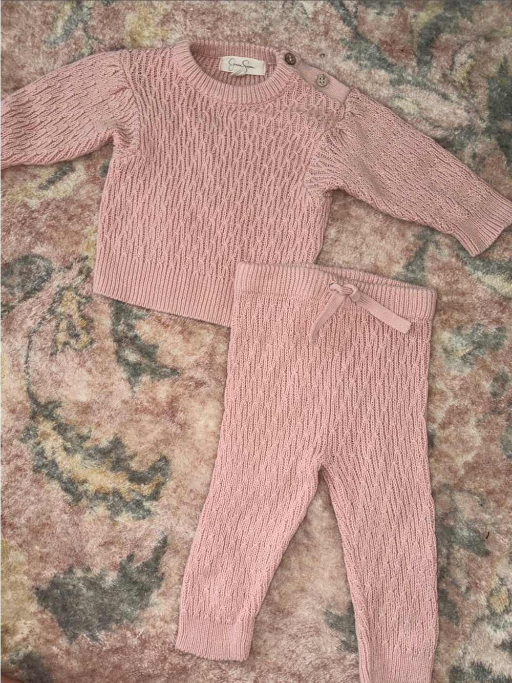 Jessica Simpson Pink Knit Sweater & Pants Set